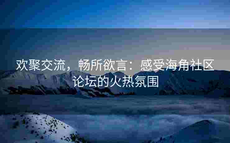 欢聚交流，畅所欲言：感受海角社区论坛的火热氛围