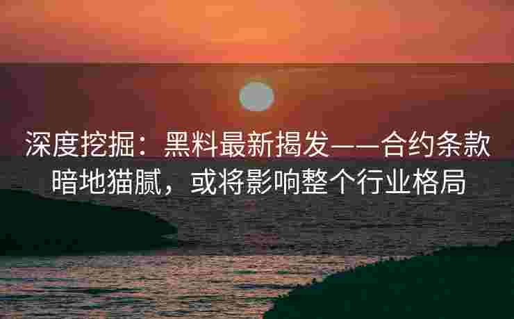 深度挖掘：黑料最新揭发——合约条款暗地猫腻，或将影响整个行业格局