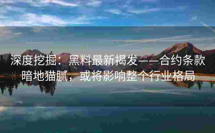 深度挖掘:黑料最新揭发——合约条款暗地猫腻,或将影响整个行业格局