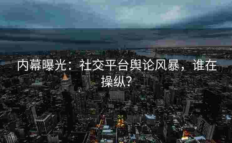 内幕曝光：社交平台舆论风暴，谁在操纵？